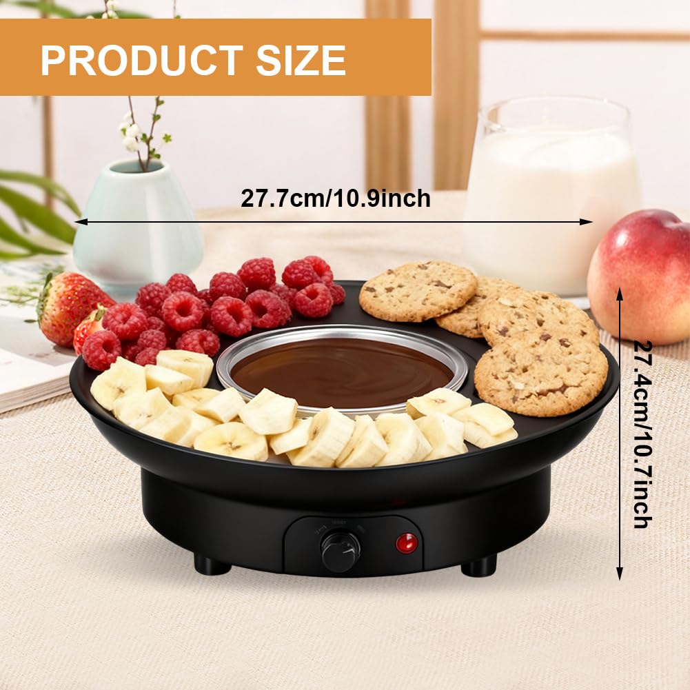 Set per fonduta di cioccolato, 260 ml, fonduta di cioccolato, fonduta con 2 livelli di temperatura, 2 forchette, rimovibile, ideale per frutta, biscotti, biscotti di Natale (nero)