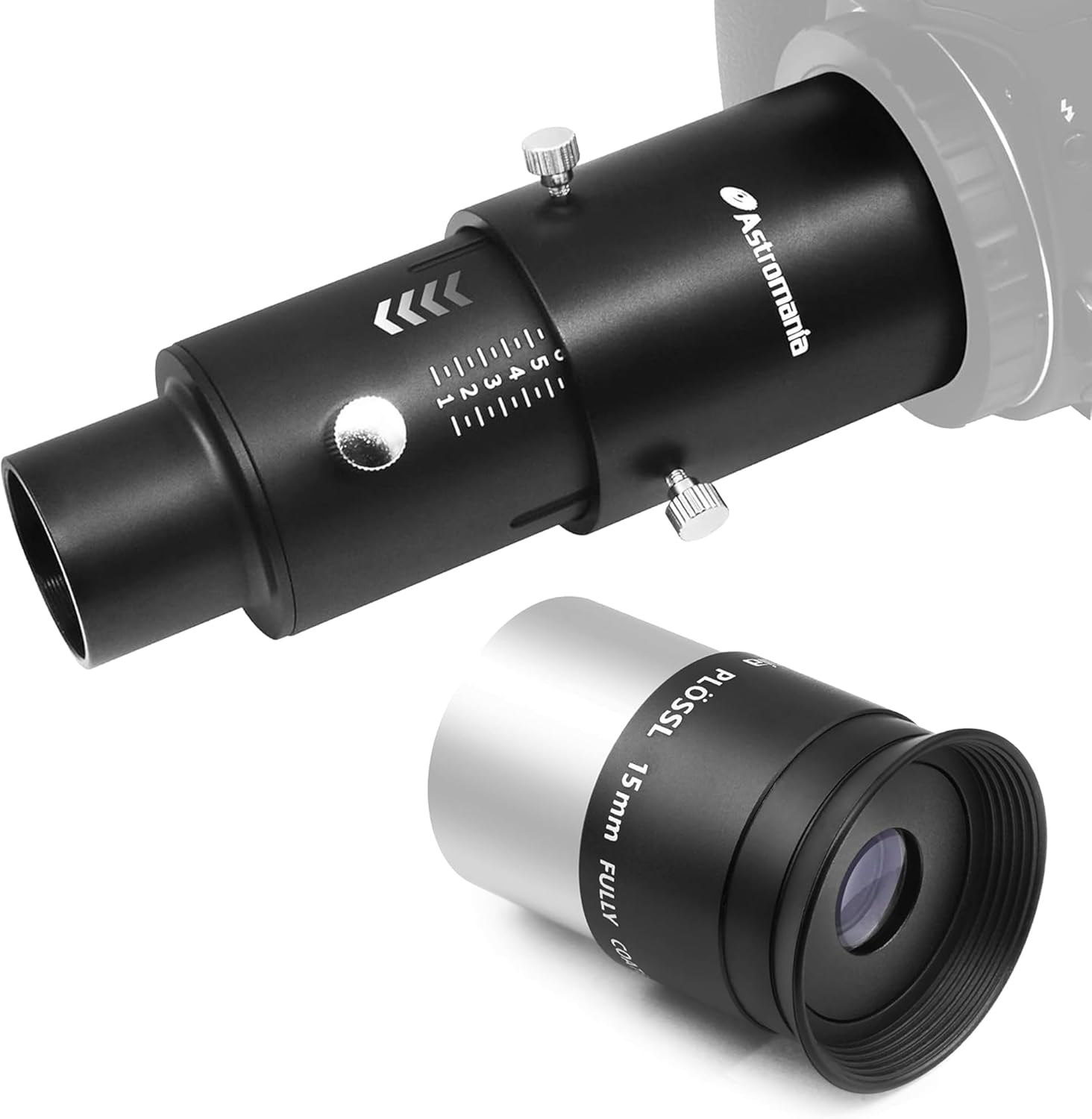 Astromania 15mm 1.25 Inch Plossl Telescope Eyepiece - Bundle with - Variable Projection Adapter 1.25"