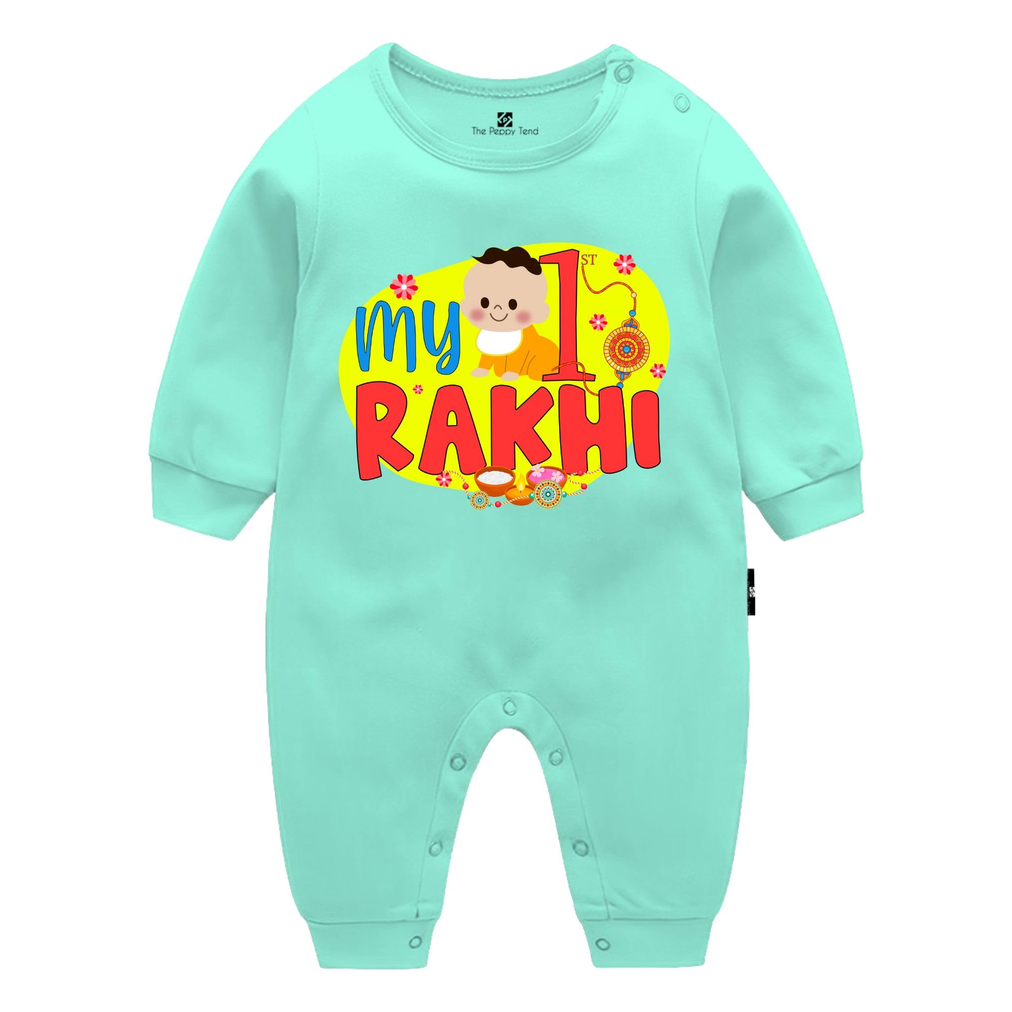 "My 1st Rakhi Baby Unisex Printed 100% Cotton Full Rompers Full Sleeves Regular Fit-image-37