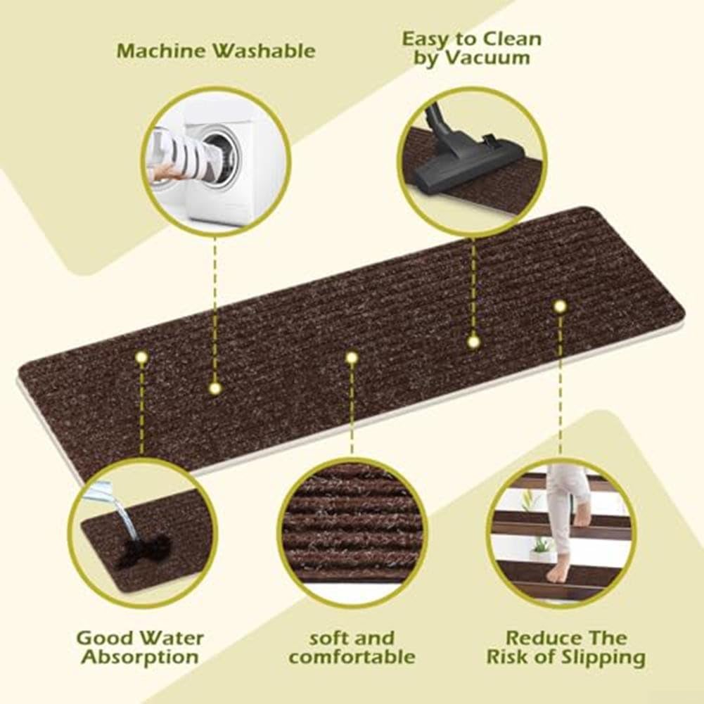 Lot de 16 tapis de sécurité antidérapants pour marches d'escalier Bleu