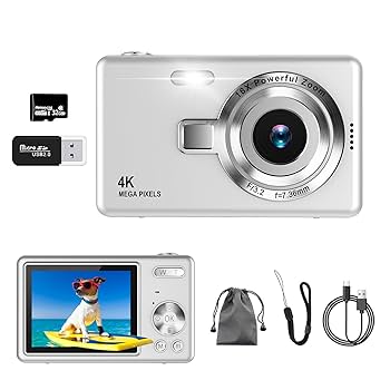 ポータブルビデオカメラ 2400万画素16倍ズーム  SDカード（最大32GB) Amazon | デジカメ Acbaeta【4K動画撮影、5000万画素】デジタル