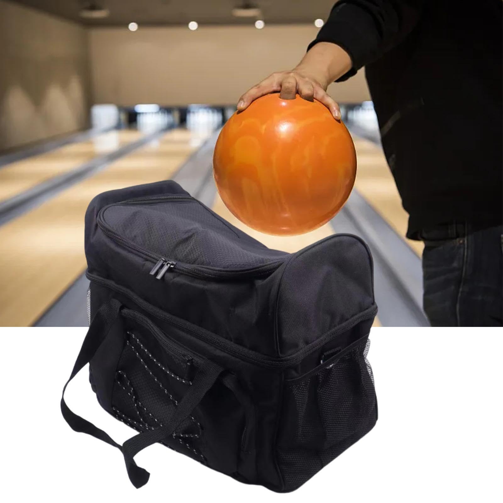 Tragbare Bowlingtasche mit gepolsterter Trennwand, robuster Konstruktion und großem Fach für Standardausrüstung, Bowlingtasche für Zwei Bälle,
