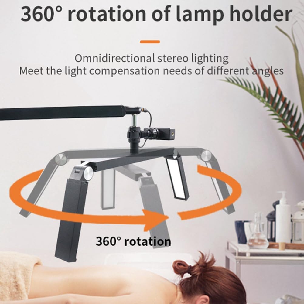 Lampada da Scrivania A Tre Lampade da 26 Pollici 30W con Bracci Pieghevoli A Sbalzo, Mezza Luna Pieghevole da 30W con Morsetto da Scrivania e, Spina EU.