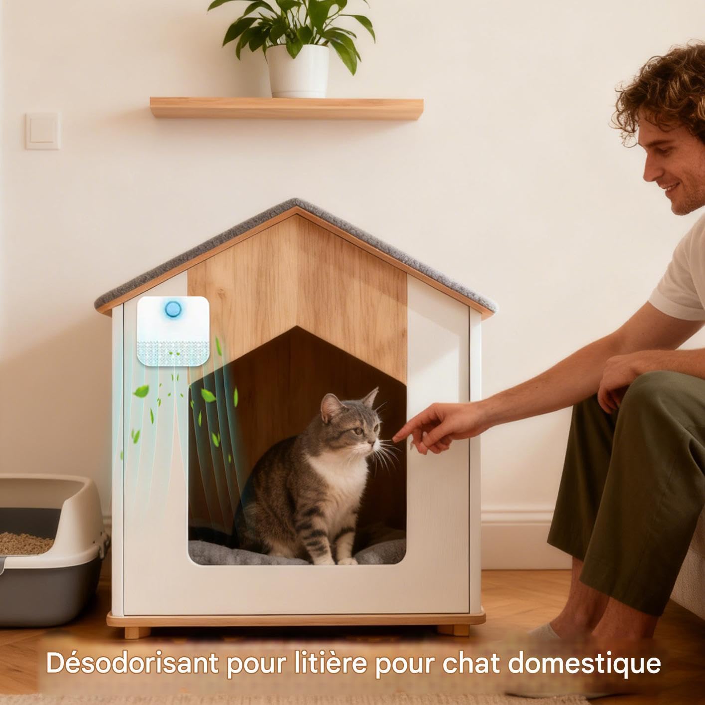 Désodorisant pour Bac à Litière | Absorbeur Assainissant Sécurisé | Désodorisant Automatique pour Litière avec Détecteur de Présence,Maison, Intérieur, Extérieur,
