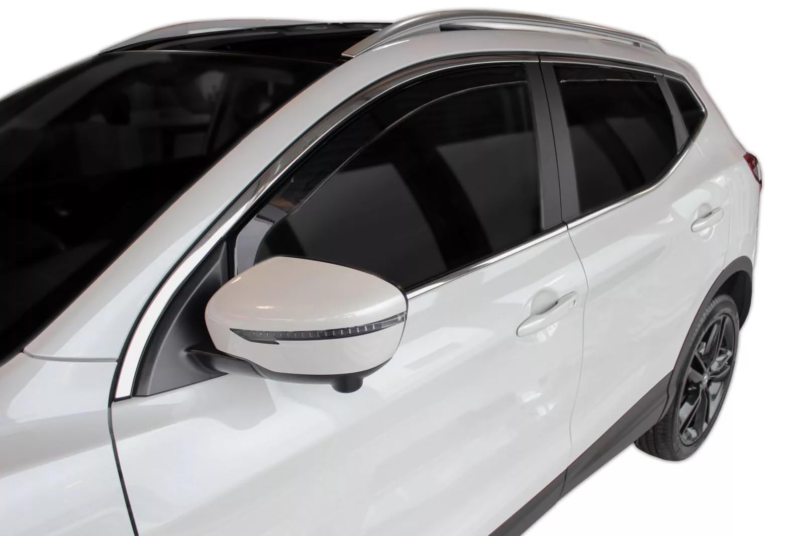 Kit 4 Deflettori Aria Nero Fumé Trasparento Antivento per Finestrini Laterali Anteriori e Posteriori Compatibile con Nissan Qashqai J11 2014-2021