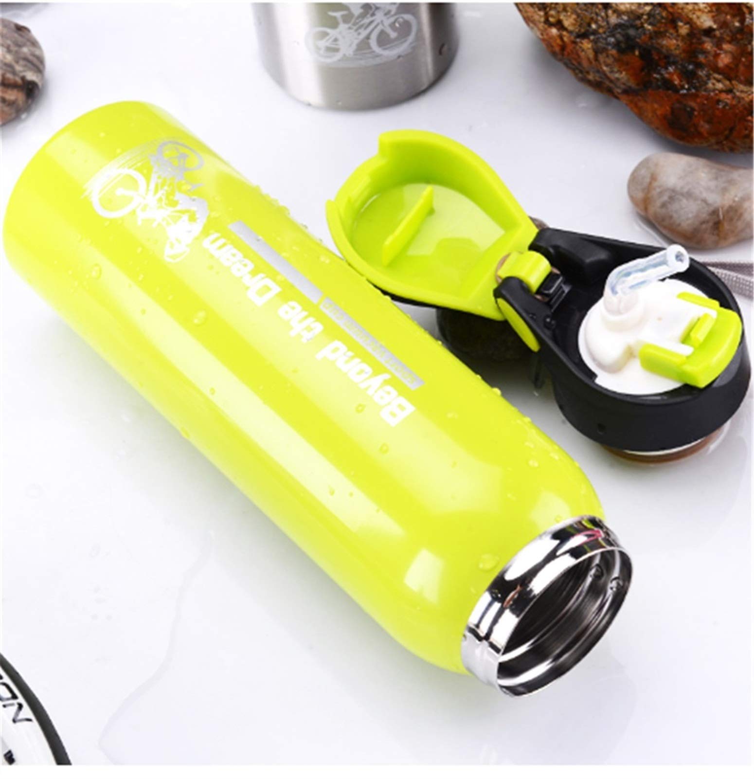 Borraccia per Bici da 500 ml Mountain Bike Equitazione Bollitore per Bicicletta Doppia Tazza Thermos in Acciaio Inossidabile Brocca per Tenere al Caldo Sport all'Aria Aperta