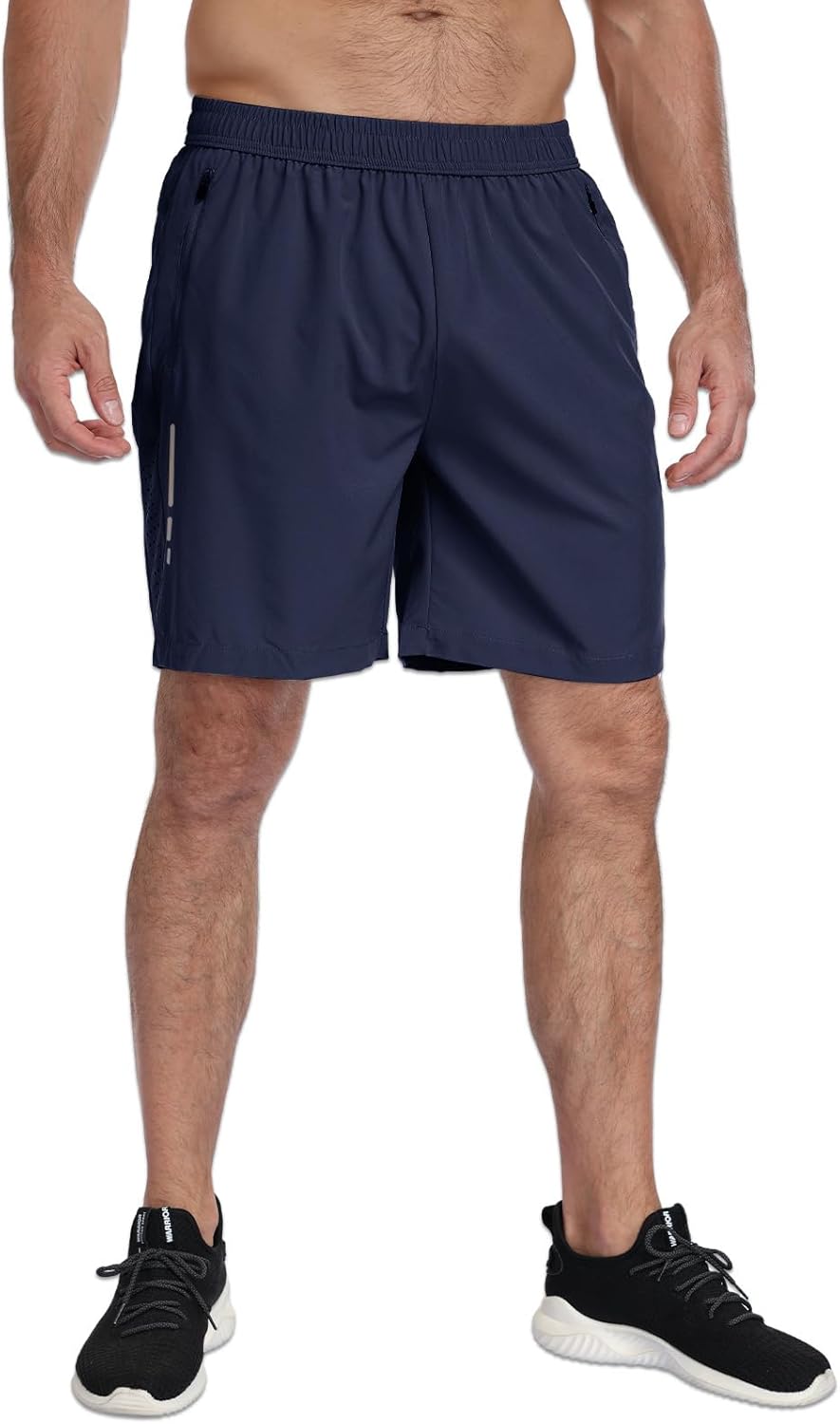 Men's Athletic Gym Shorts with 3 Zipper Pockets 7" Lightweight Quick Dry Workout Running Shorts - Image 2