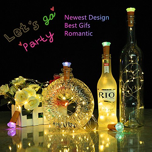 M.C.works 7 Color Flashing Wine Bottle Lights, Wine Cork String Lights, 16 LEDs Battery Operated Cork Stopper Vase Light Centerpieces Bottles DIY Mood Lights Decor, 55 in.(Pack of 6) - Thumbnail 3