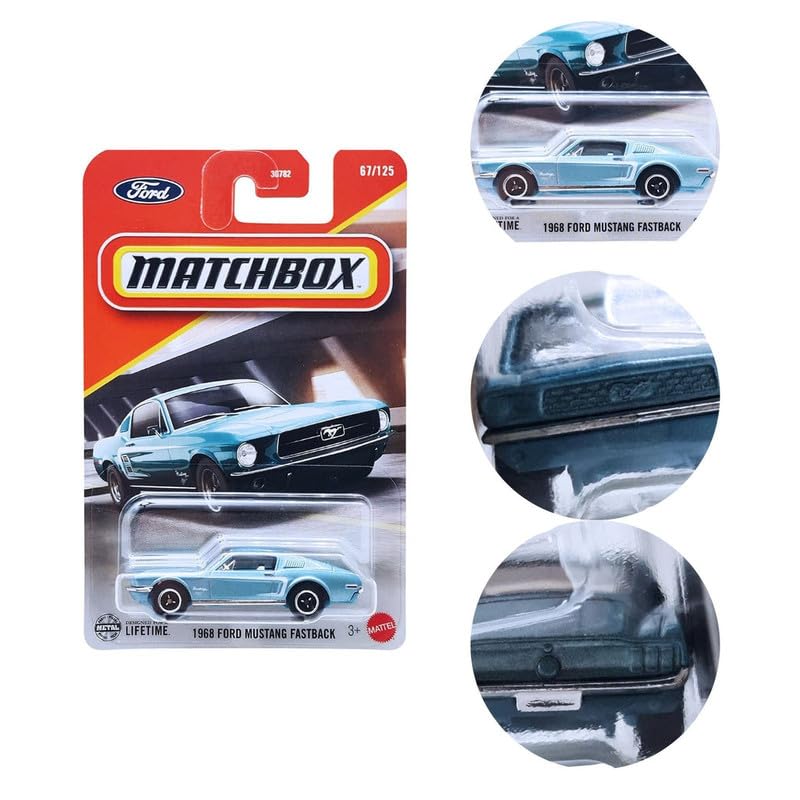 Image of Hot Wheels 2026 Match Box 1968 Ford Mustang Fastback for 3 Years & Above 67 /125 (Blue)