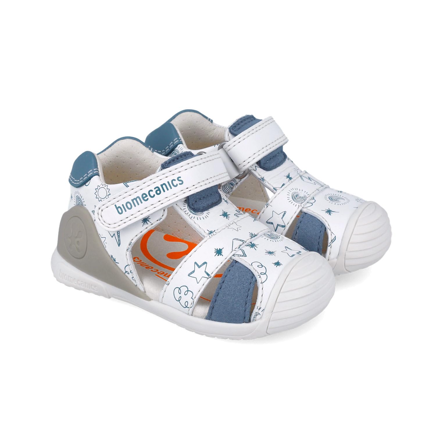 Biomecanics Sandalias para niño 252116-B834 | Color Nieve e Índigo | Cierre Ajustable | Suela Flexible