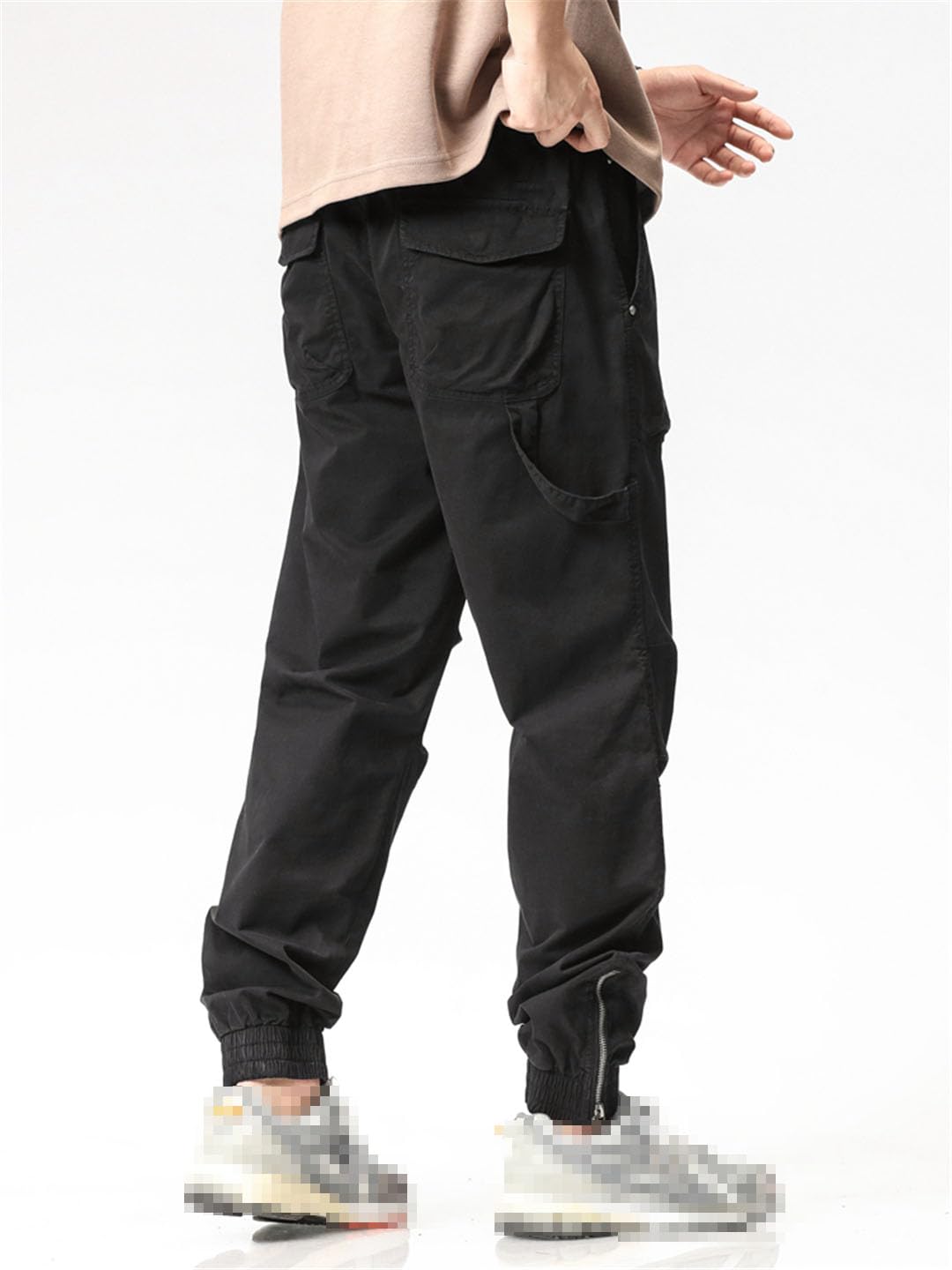Vogrtcc Pantalones Cargo para Hombre Pantalones Casuales Ajustados Joggers Cordón Cremallera Pierna Pantalones De Trabajo