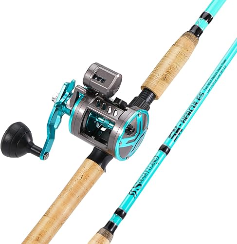 Miniatura 8 de Sougayilang Inshore Fishing Rod Combo with Line Counter Fishing Reel Suitable for Catfish, Salmon/Steelhead, Striper Bass Fishing Mano