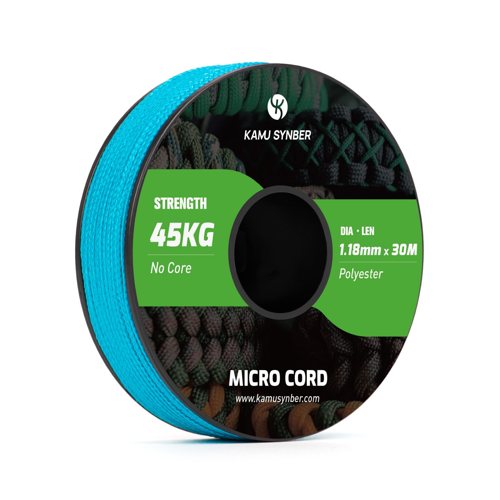 Kamu Synber Micro Cord 1.18mm Paracord Braided Rope 30m Spool for Bracelet, Crafting, Jewelry Making, Key Chains | Support 45kg | Turquoise