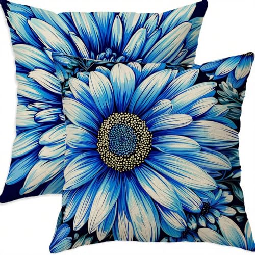 Housse coussin 70x70 bleu imperméable pour votre canapé ou balcon - 2