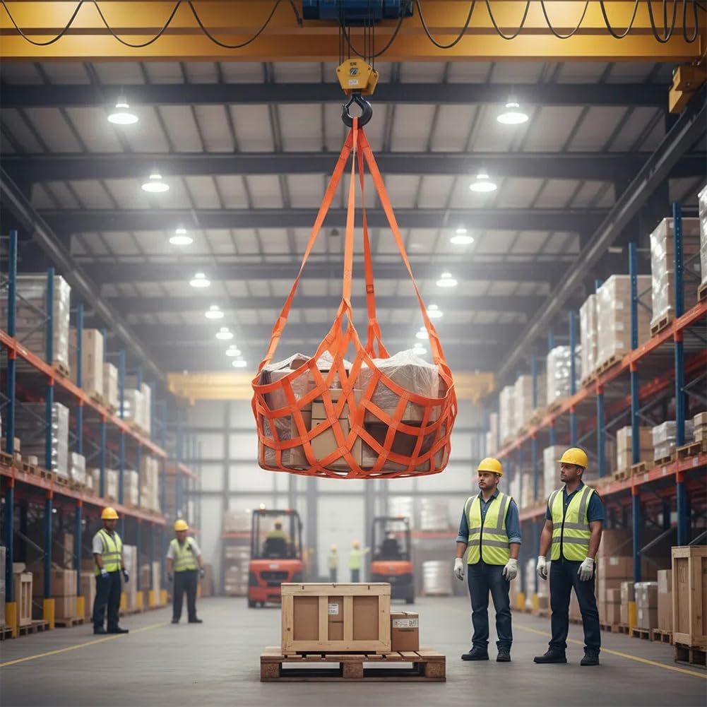 Sicherheits-Hebenetz für schwere Lasten, reißfestes Schlingennetz aus Nylon-Netz, multifunktional für BAU/Umzug/Rigging/Abschleppen, industrielle Hebe-Arbeitsausrüstung 3X3M/Mesh15cm/Load2t