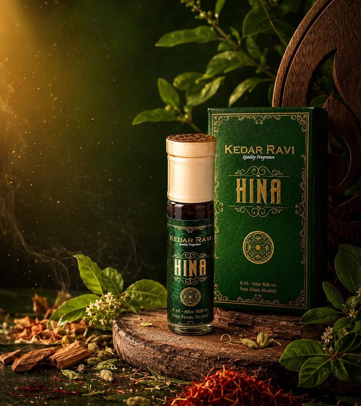 KEDAR RAVI Hina Attar Roll-On 8ml | Long Lasting Traditional Indian Perfume Oil | Alcohol Free Natural Fragrance Attar for Men & Women | Premium Herbal Aroma for Daily Wear & Special Occasions 4