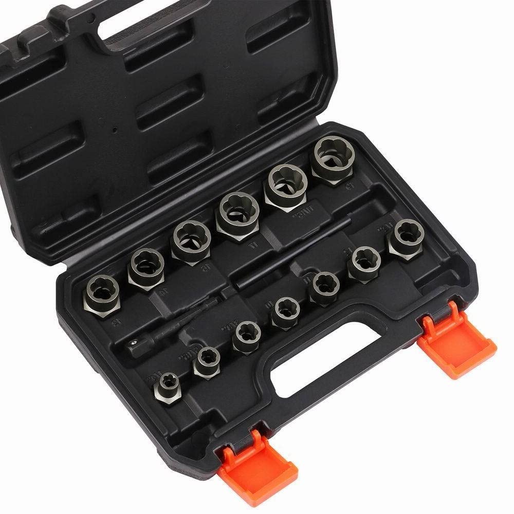 15pc. Impact Damaged Bolt Nut Screw Remover Tool Socket Threading Extractor