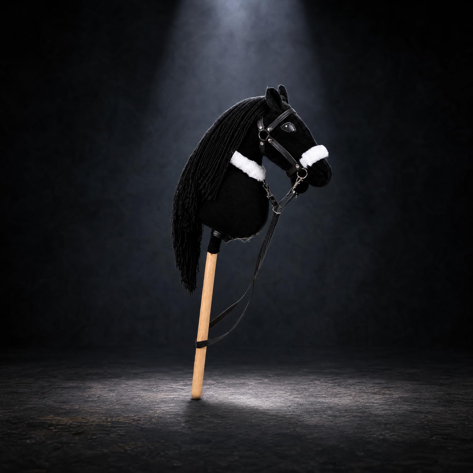 Hobby Horse Realistico a Bastone di Peluche Senza Funzioni Elettroniche Giocattolo Manico in Legno per Recite Scolastiche