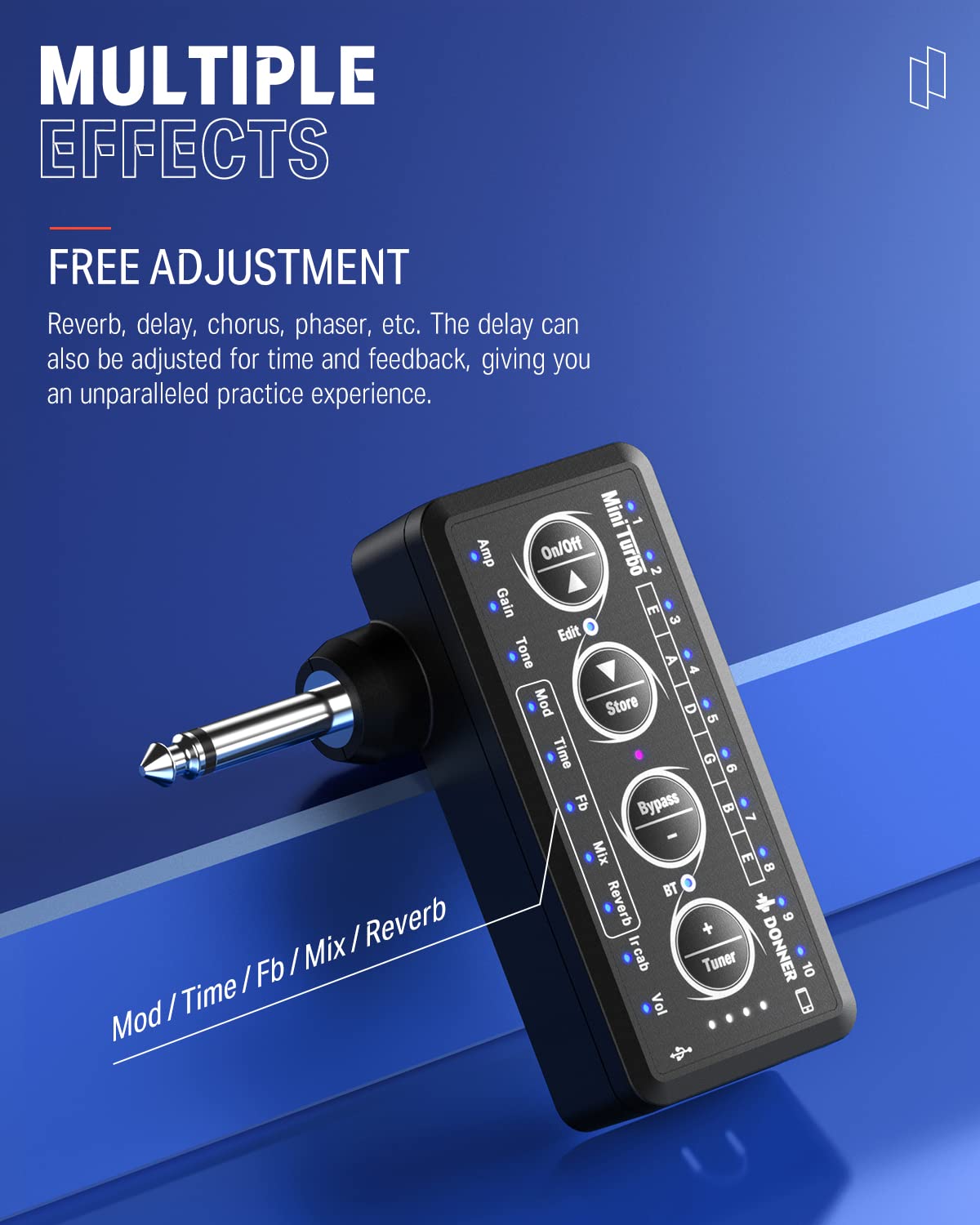 Buy Donner Guitar Headphone Amp, Mini Turbo Headphone Amplifier Guitar, 10 Amp Models with Tuner