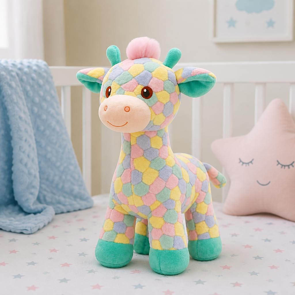 SCOOBA Vibrant Eye Soothing Multi Color Giraffe Soft Toy 40cm Height (Giraffe)-picture-24