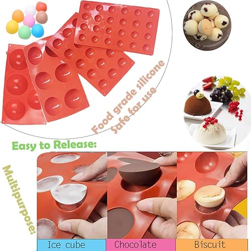 Miniatura 4 de Molde de silicona semicircular, media esfera para chocolate, caramelos y gomitas, juego de utensilios para hornear y decorar pasteles, cúpulas