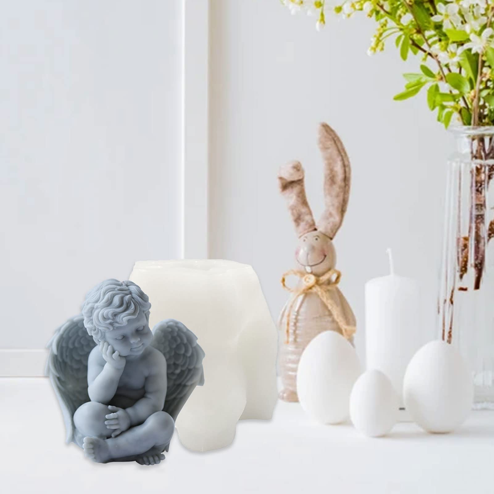 3D Engel Silikonform, Kreativer Wangenengel Silikonform Kerzeform, Engel Form Silikon Für Gips, 3d-silikonform Für Fondant, Seife, Kerzenform Zum Gießen Die Kerze Als Bastel Ornamente (A)