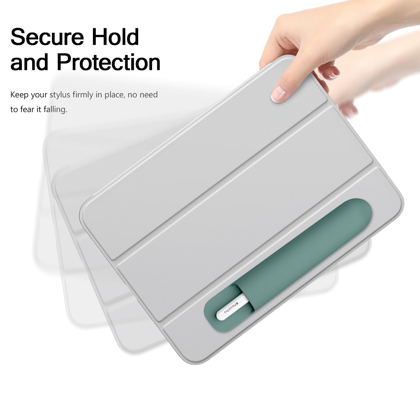 MoKo Universal Stylus Holder, Adhesive Silicone Pencil Protected Sleeve Compatible with Pencil Pro&1st&2nd Gen&USB-C and Similarly Sized Styluses,Attached to Case for Pencil,Dark Night Green