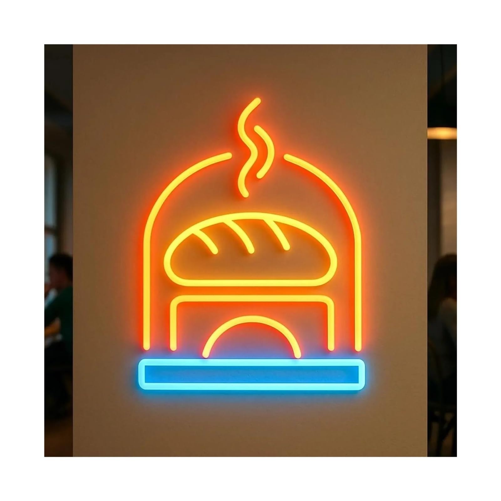 XENITE Hanging Art Neon Signs Bread On Oven Neon Sign Dimmable for Bakeries, Cafes Wall Decor Breads with Steam On Top 43cm