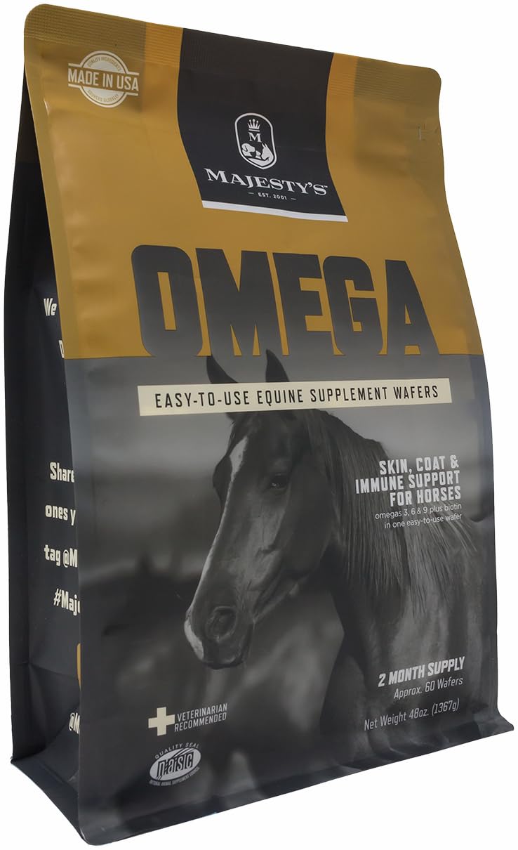 Majesty's Omega Wafers - Superior Horse / Equine Skin, Coat, and Immune Support Supplement - Omega 3, 6, 9, and Biotin - 60 Count (2 Month Supply)