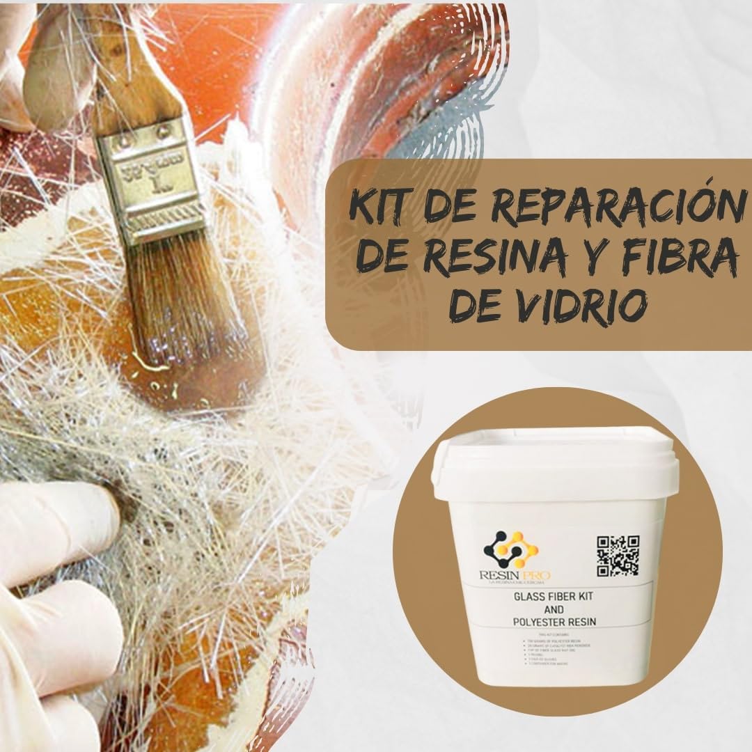 Resin Pro – 700gr Kit de reparación de resina + fibra de vidrio de 1 m x 1 m – rápido, sencillo y duradero, material de refuerzo