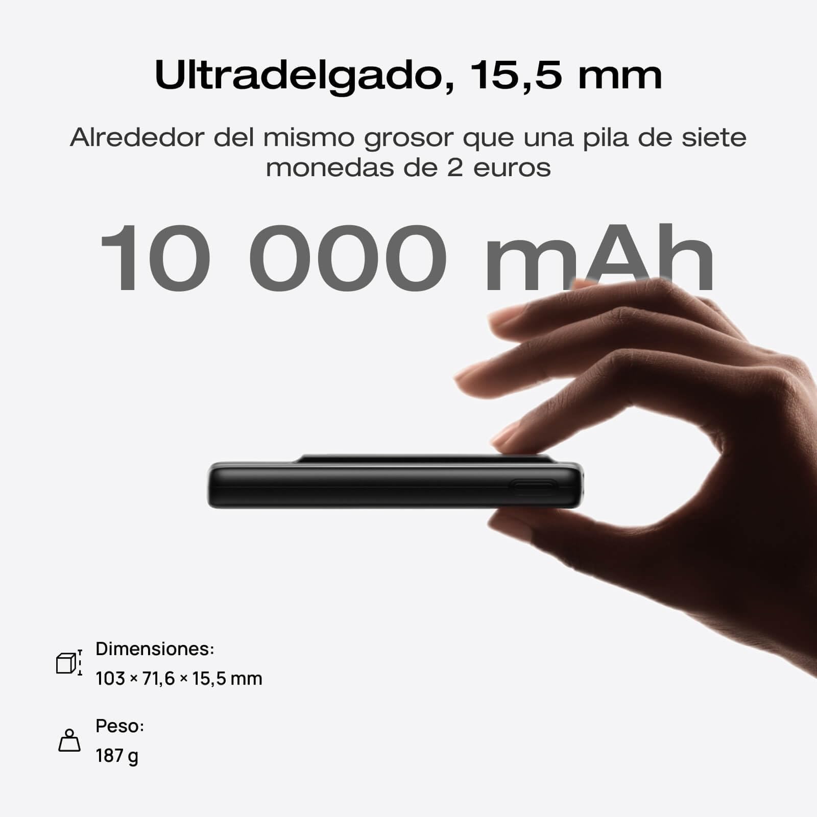 Banco de energía magnético EcoFlow Rapid 10000 mAh, Carga magnética de 7,5 W, inalámbrico, Carga de 30W con USB-C, Recarga de 30W, para iPhone 16/15/14/13/12, con Estuche de Carga inalámbrica-Negro