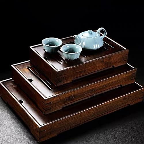 Miniatura 2 de Bandeja de té de bambú chino gongfu caja de mesa con almacenamiento de agua para juego de té Kungfu Kung Fu (pequeño)
