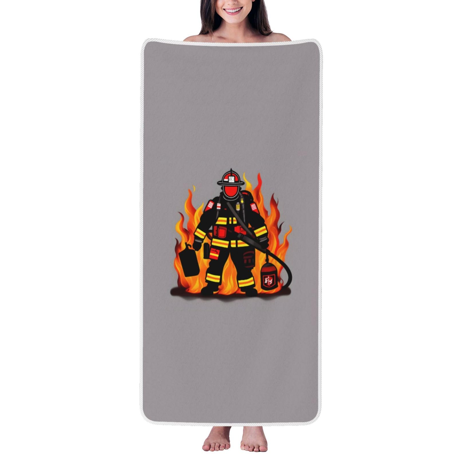 Toalla de baño de terciopelo coral de bombero ideal para gimnasio, playa y viajes