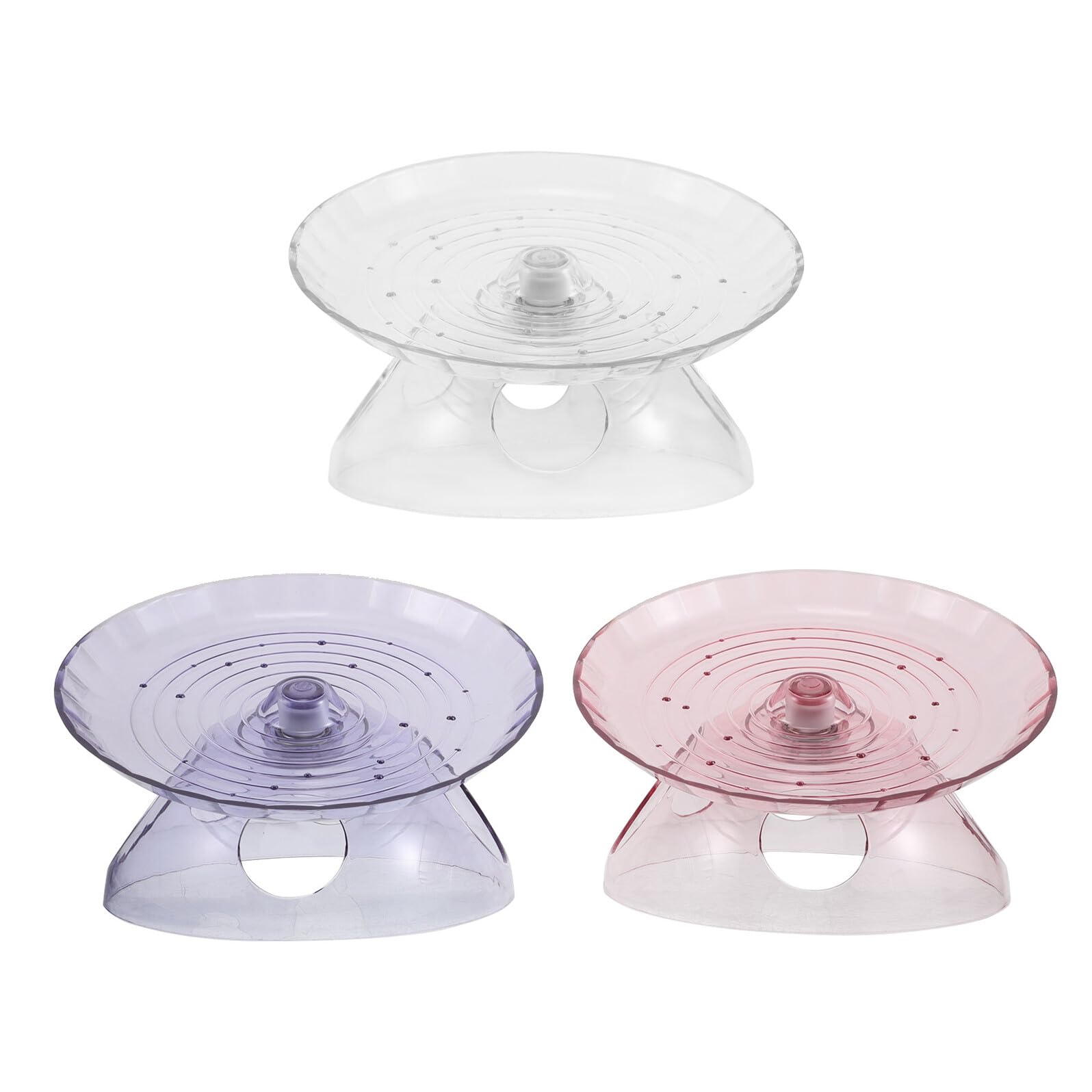 NOLITOY Rueda para Hámster Pequeña de Plástico Transparente con Base y Escondite Integrado, Rueda de Ejercicio Silenciosa 3 Piezas para Correr y Jugar en Jaulas de Mascotas