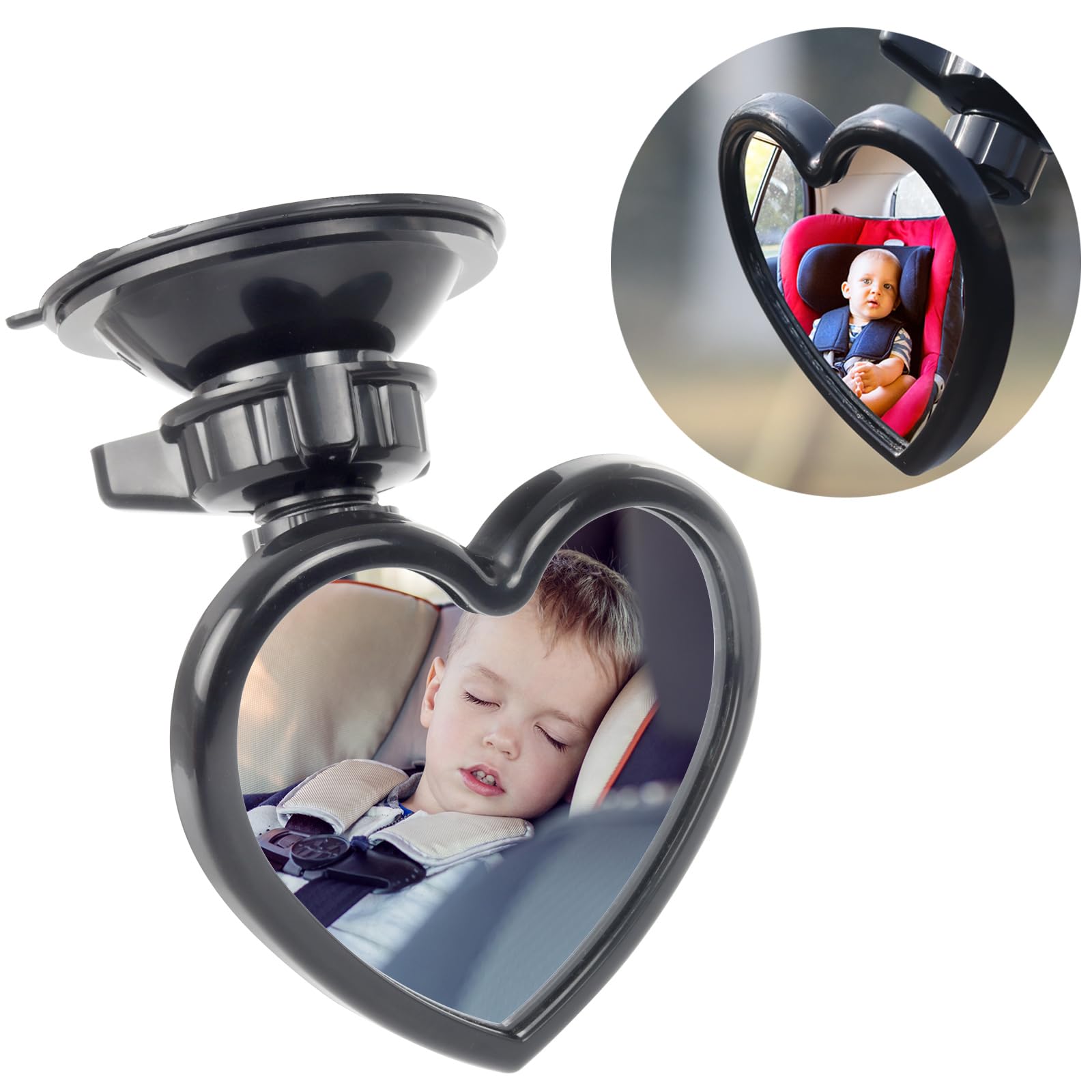 Baby Car Mirror Rear Facing,Convex Rear View Baby Mirrors for Cars,Automotive Interior 360 Degrees Adjustable Love Mirrors to See Kids,Babies,Infants and Newborn(Suction Cup Install)