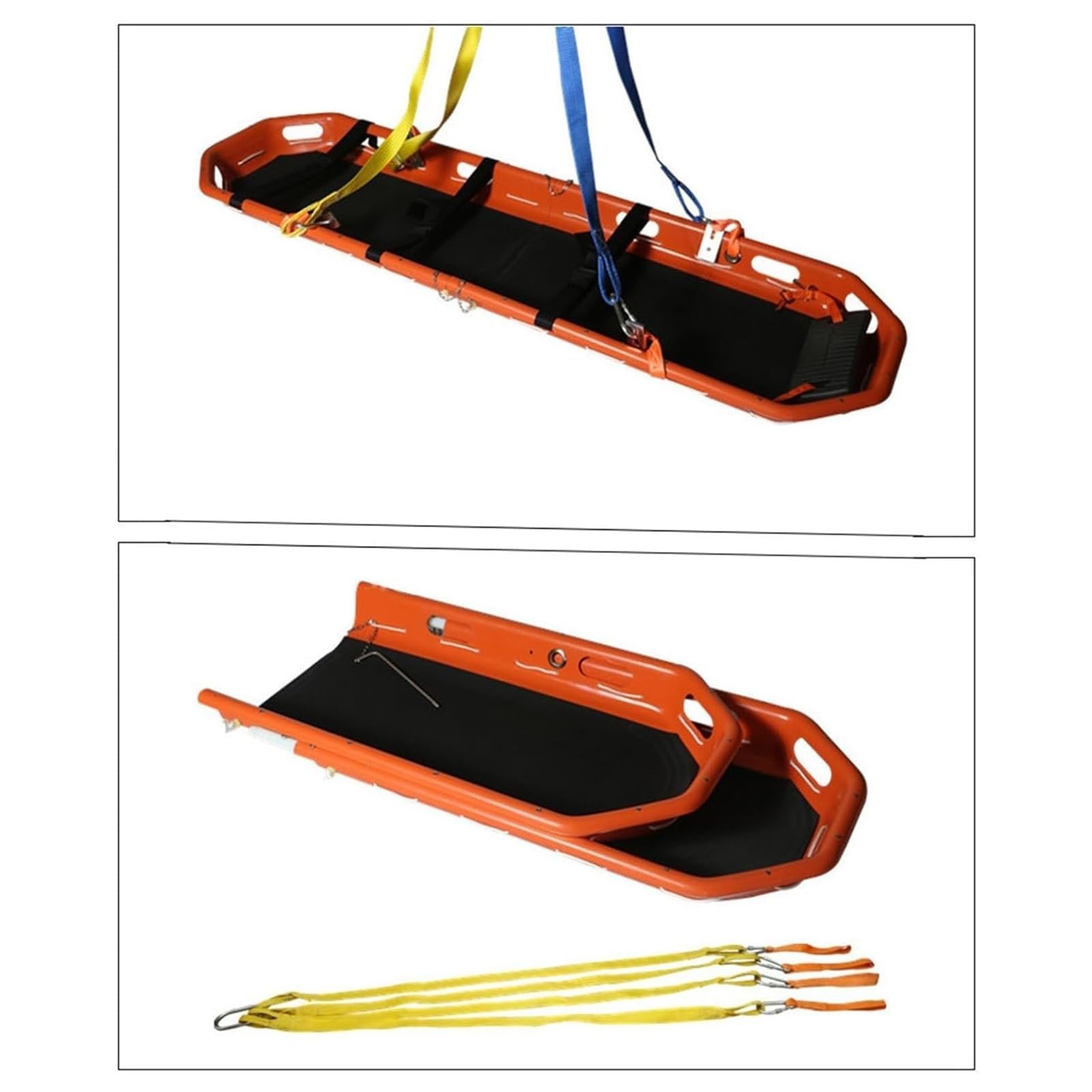 Nosze do helikoptera, kosze do transportu lotniczego PE, odpinane nosze do ratownictwa na świeżym powietrzu, deska ortopedyczna do transportu medycznego Air Sea Mountain, Orange