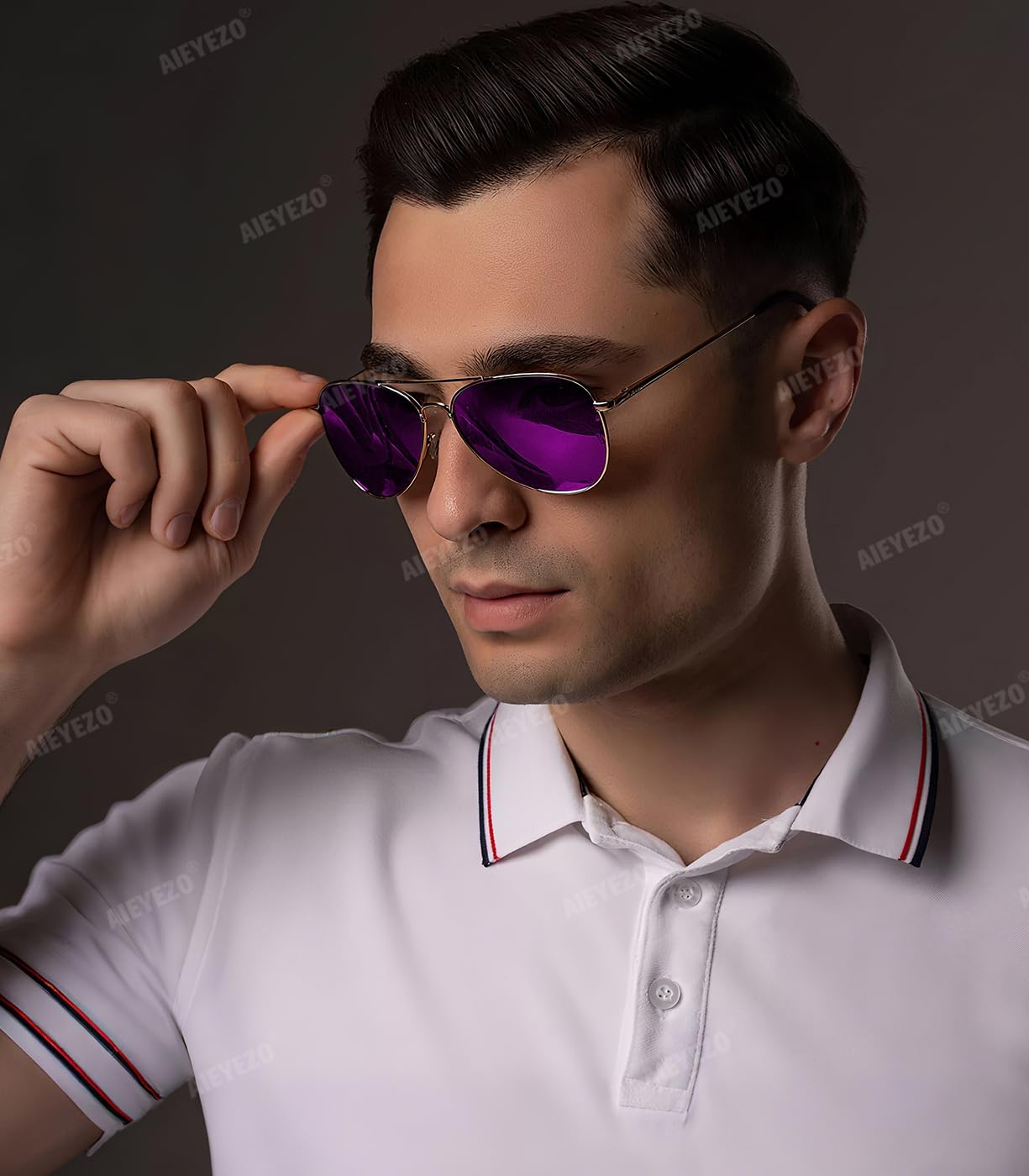 AIEYEZO Classic Aviator Polarized Sunglasses for Men Women Spring Hinge Metal Frame UV400 Protection - Image 4