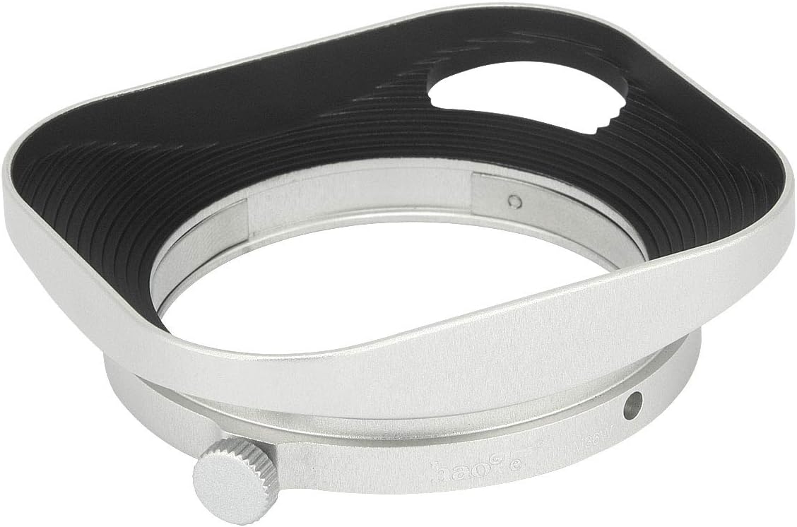 Haoge LH-M36W Square Metal Lens Hood Shade Compatible with Leica Summicron 35mm f2, Summicron M 35mm f2, Summicron-M 35mm f2 ASPH and Elmarit-M 28mm f2.8 ASPH Lens Hollow Out Designed Silver
