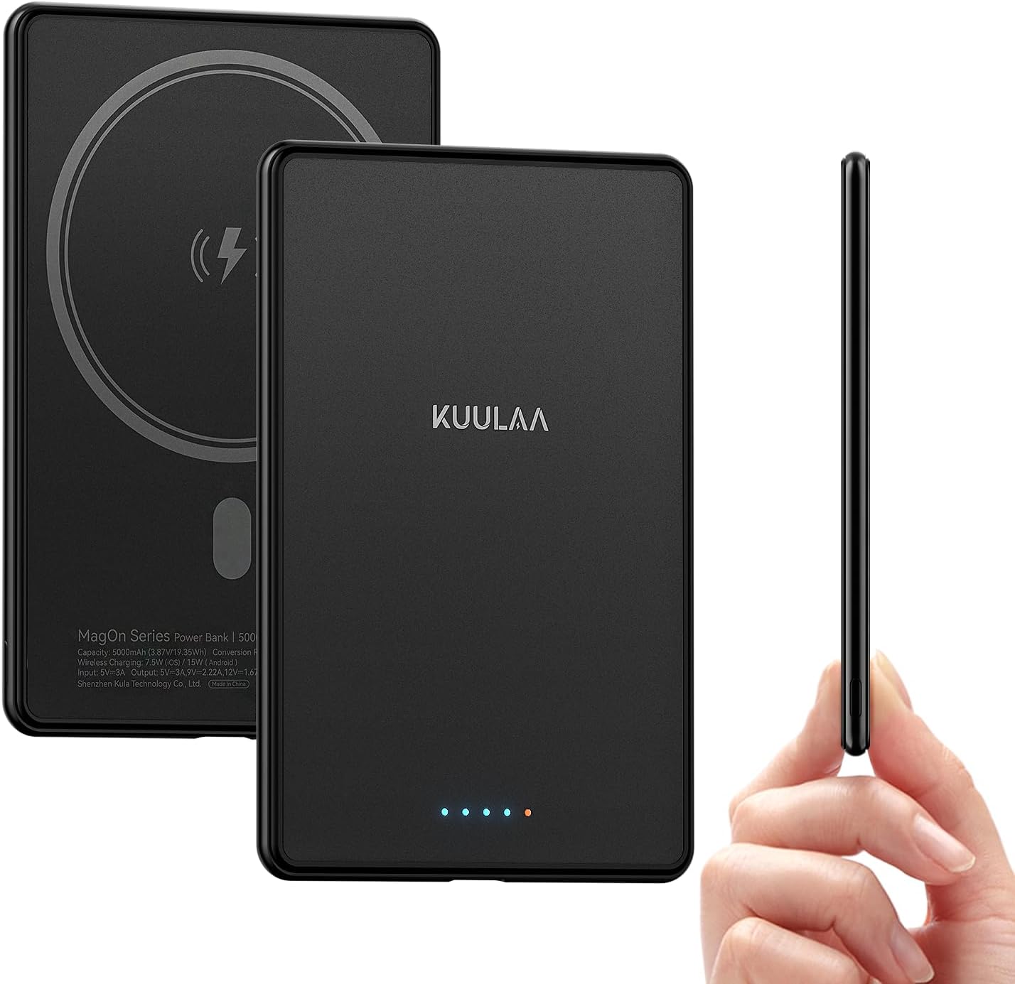 KuulaaMagsafe Battery Pack 5000mAh Slim Magsafe Portable Charger Magnetic Wireless Apple Portable Charger 20W USB-C Power Delivery Power Bank for iPhone 16/15/14/13/12 Series