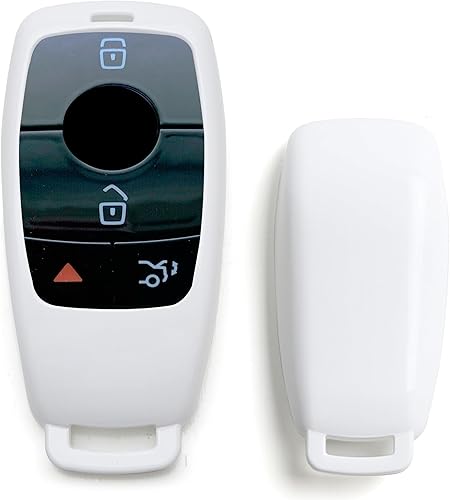 Miniatura 8 de iJDMTOY Carcasa de llavero con patrón de fibra de carbono negro brillante compatible con Mercedes Clase E 2017, Clase S 2018, Clase G 2019, Clase G