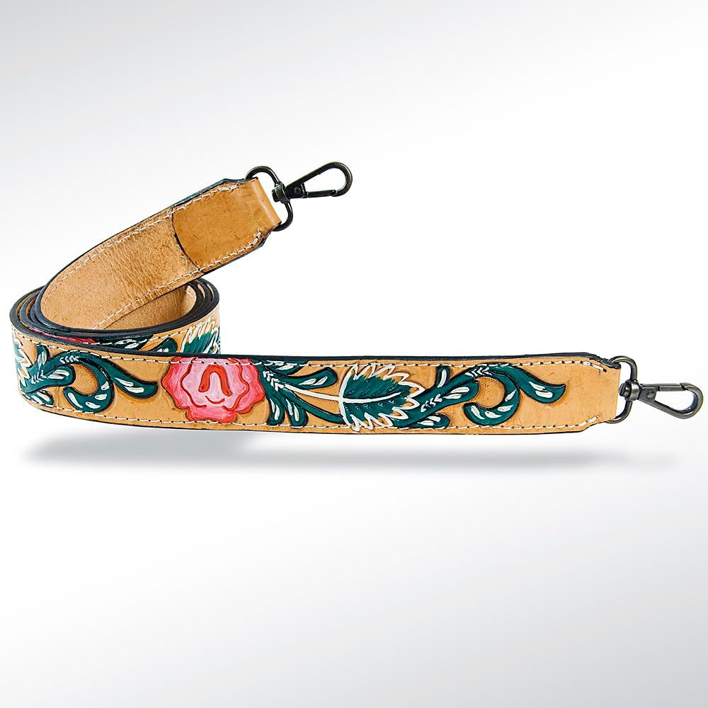 American Darling Hand Tooled Genuine Leather Crossbody Handle Strap for Bags Phone Keychain Wallet Purse Clutch Cellphone
