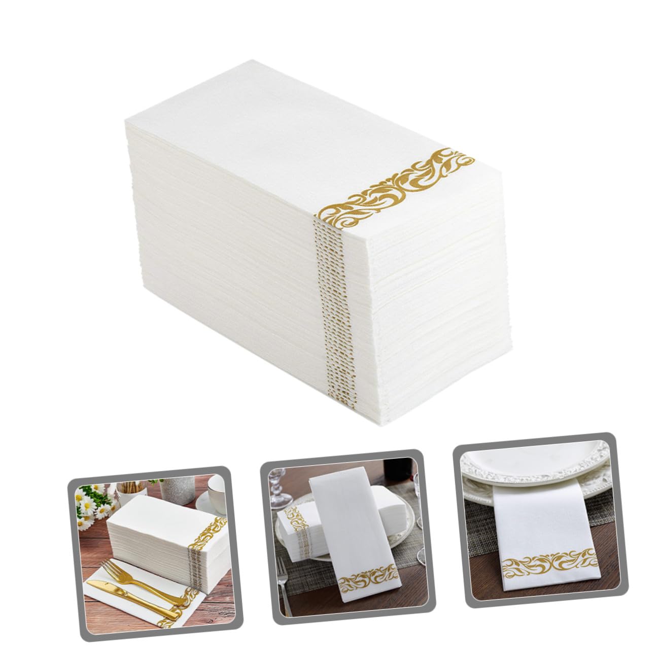 100 Stück Einweg Gold Servietten Gold Papierservietten für Hochzeit Party Bankett Gästetücher und Saugfähig für Festliche Anlässe