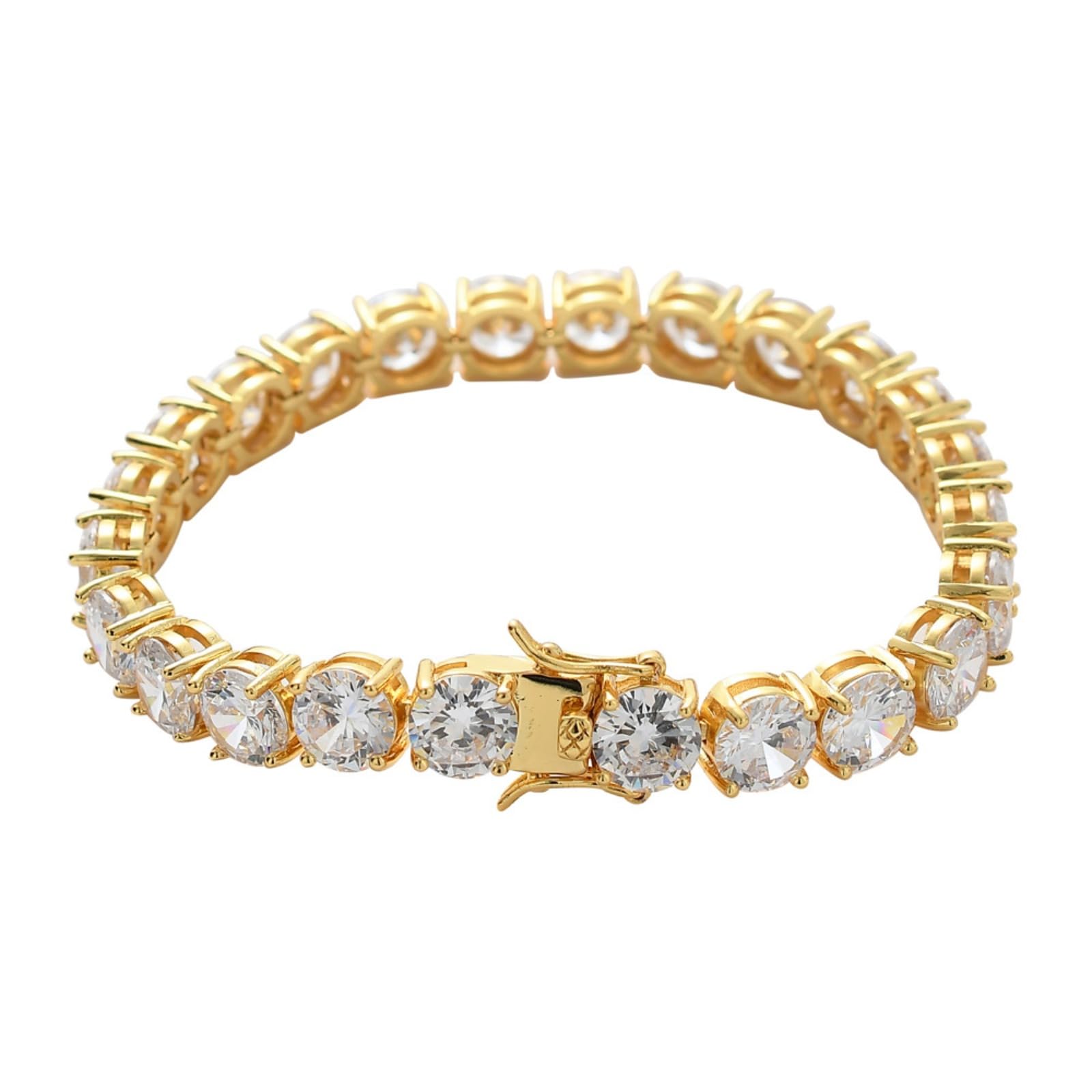 Bransoletki damskie. 8MM bransoletki tenisowe dla kobiet pozłacane 18-karatowym złotem klasyczna bransoletka z imitacją złotego diamentu okrągłe bransoletki z CZ dla kobiet ślubne bransoletki z biżute