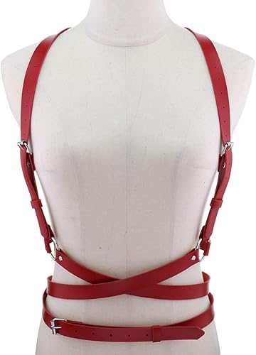 Miniatura 4 de eYLun Cinturón de cuero para mujer, cinturón de cintura ajustable, punk, cinturón gótico, correas de cintura