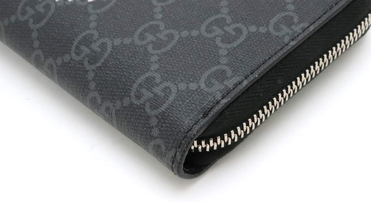 春物がお買い得 週末限定sale 財布 Gucci グッチ Ggスプリーム ウルフヘッド ラウンドファスナー 長財布 Pvc レザー ダークグレー ブラック 黒 目玉 送料無料