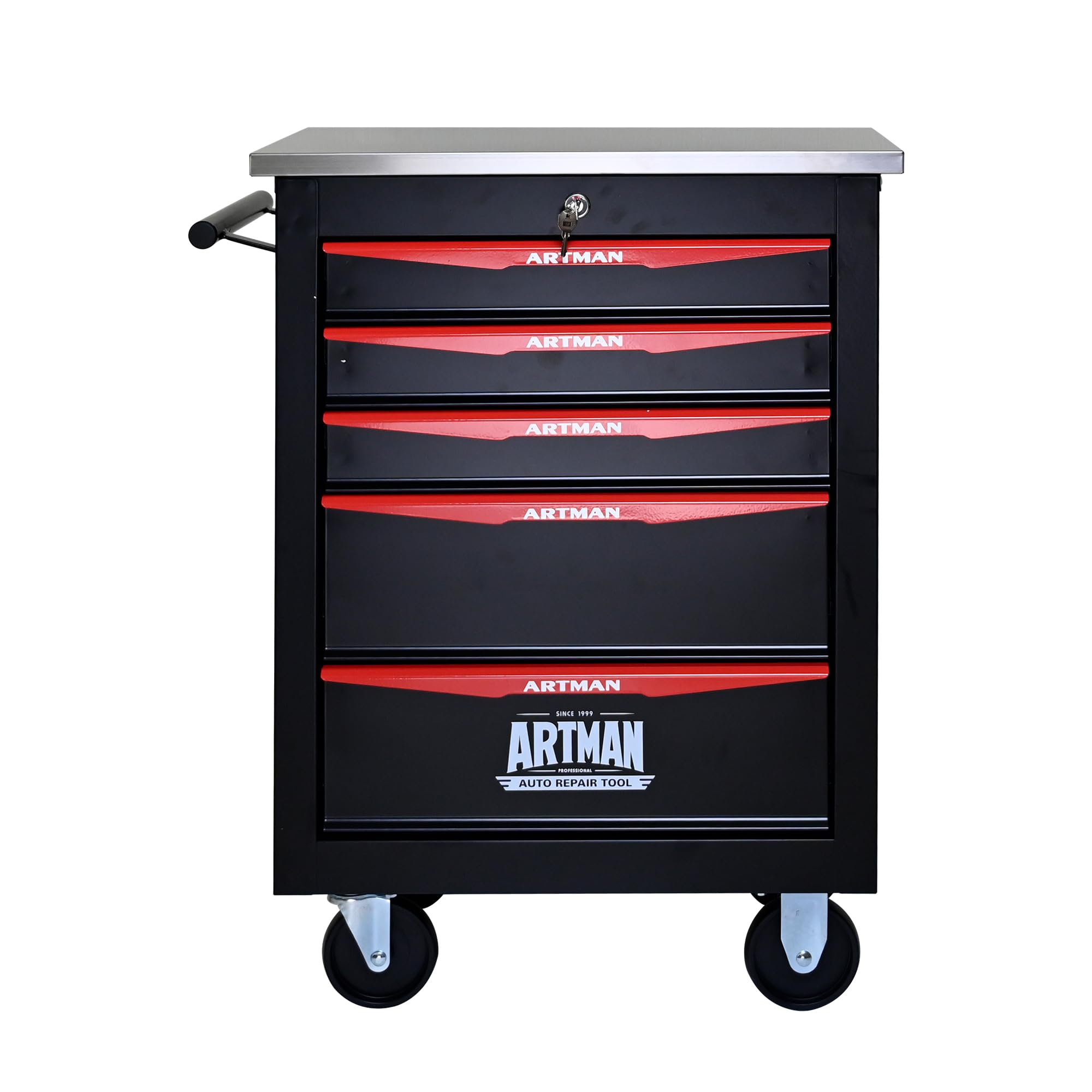 5-Drawer Heavy-Duty Rolling Steel Tool Cart with Handle&Wheels, Metal Storage Organizer Cabinet, Tool Chest for Efficient Tool Storage in Garage,