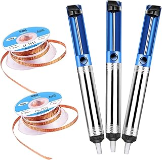 Solder Sucker，3PCS Desoldering Pump and 2PCS Solder Wick Braid(2.5mm Width, 1.5m Length) Desoldering Vacuum Pump Solder Remover