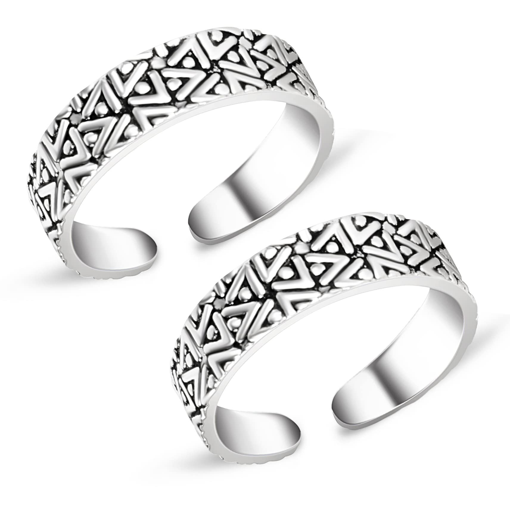Silver Chest 925 Silver Toe Rings for Women Stylish Silver Bands for Girls -Sterling Silver Plain Oxidised rings with 3D Self Designs (B09RSP171N) Amazon Price History, Amazon Price Tracker