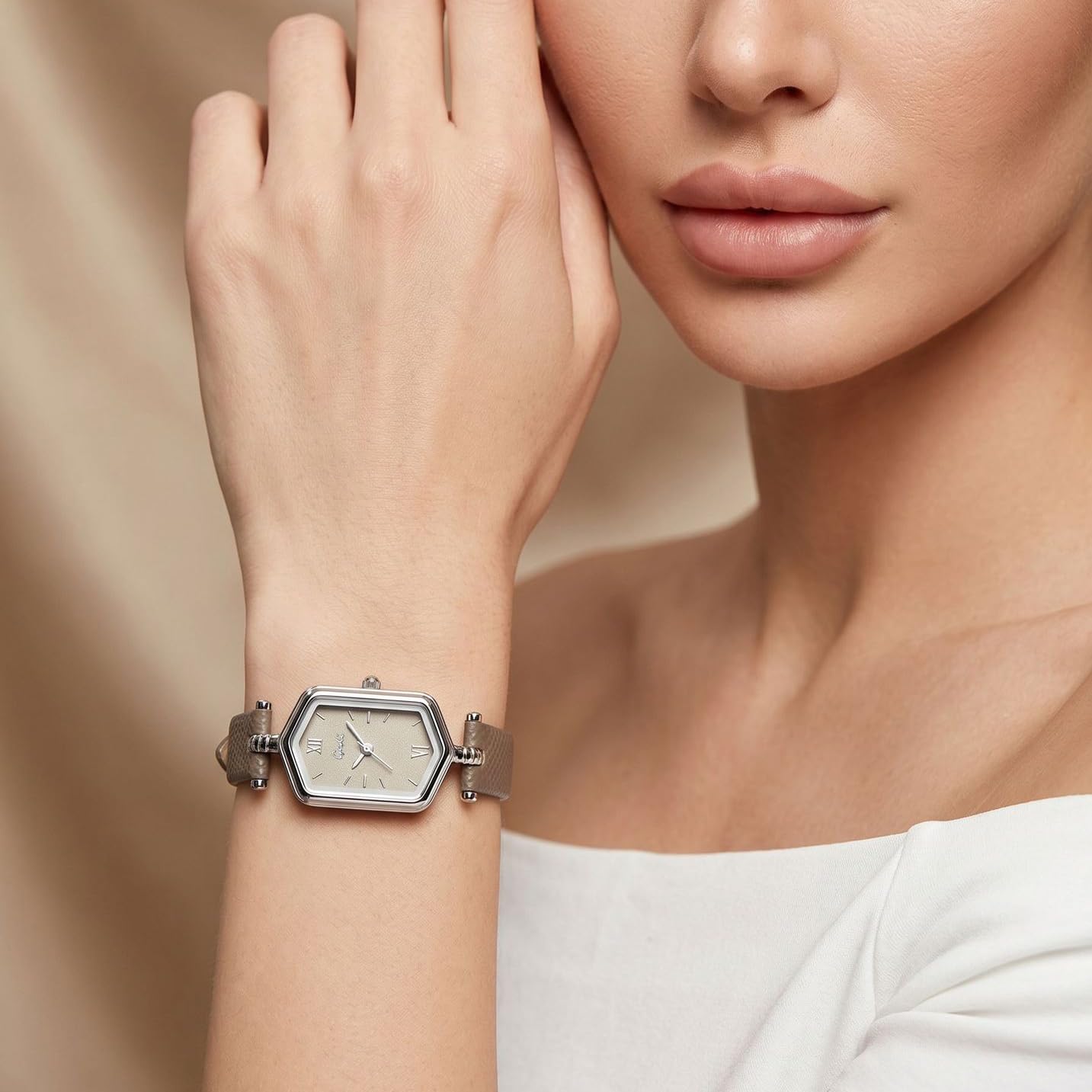 FANMIS Orologi da donna in oro con cinturino in pelle vintage e cinturino