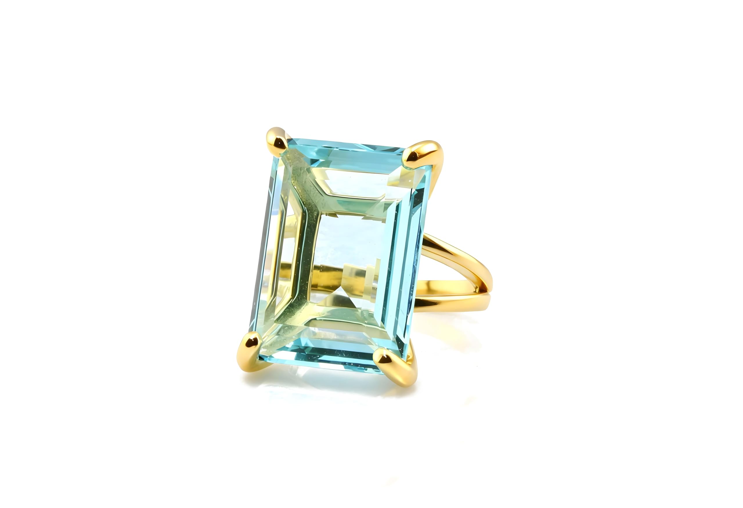 Anillo de Topacio Azul Anémona - Joyas Hechas a Mano con Piedras de Nacimiento - Anillos de Oro Personalizados para Mujeres - Regalos de Joyería Personalizados para Cumpleaños Aniversario de Bodas